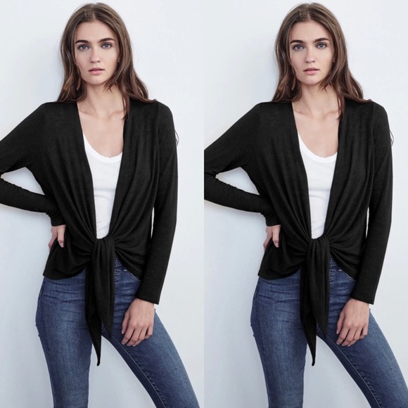 VELVET by Graham & Spencer Cardigan Ballet Tie Wrap Black Small - Picture 7 of 9